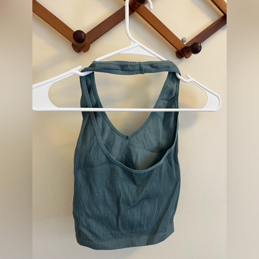 Teal Ribbed Halter Top